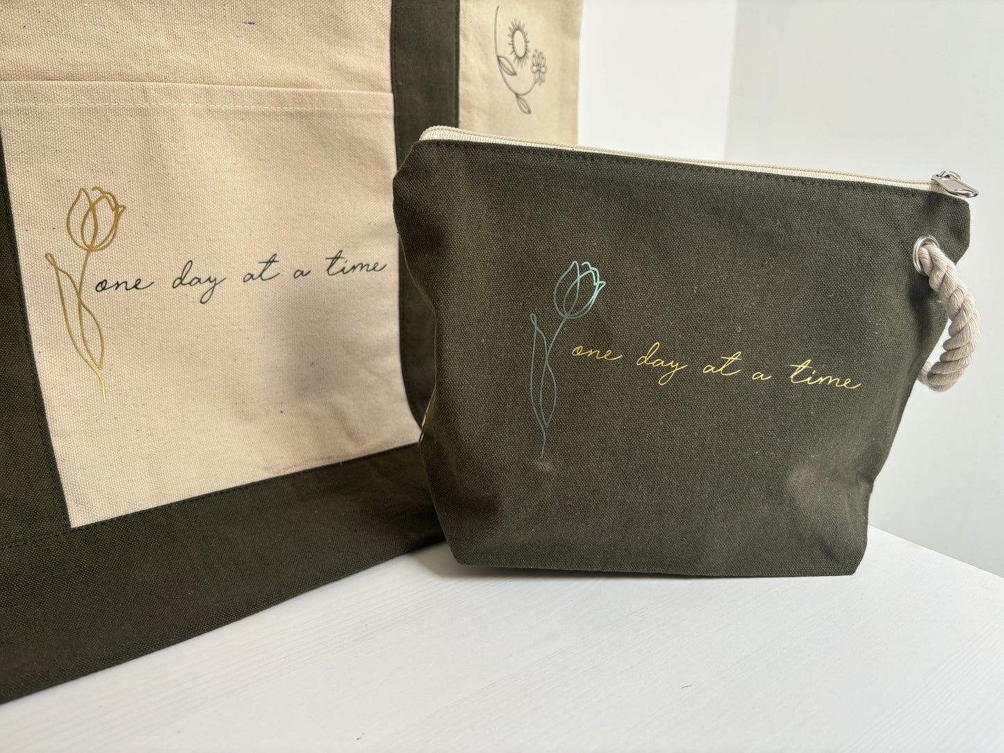 Kit de bolsa y estuche de algodón reciclado