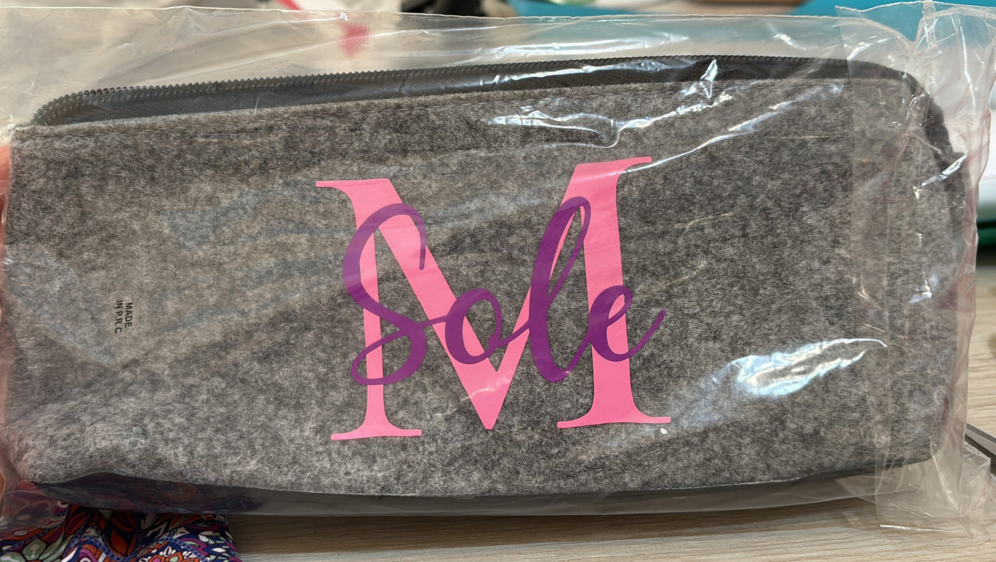 Personalized felt pencil case