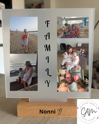 Cornice Trasparente Personalizzata – Plexiglass con Base in Legno