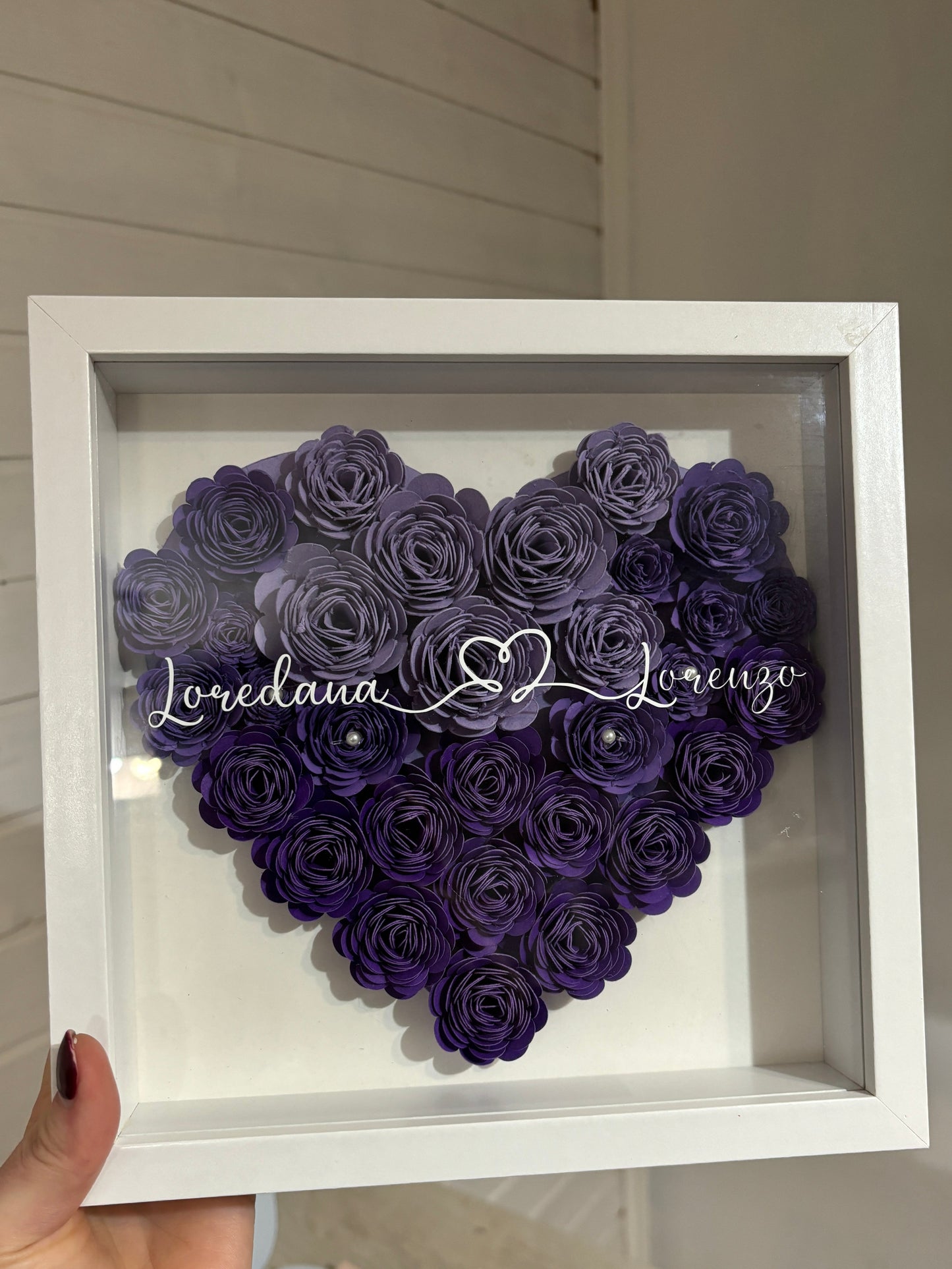 Shadow Box con Fiori di Carta Personalizzati | Cornici 3D Artigianali Fatto a Mano