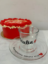 Coppia di Tazze con Piatto in Vetro Personalizzate