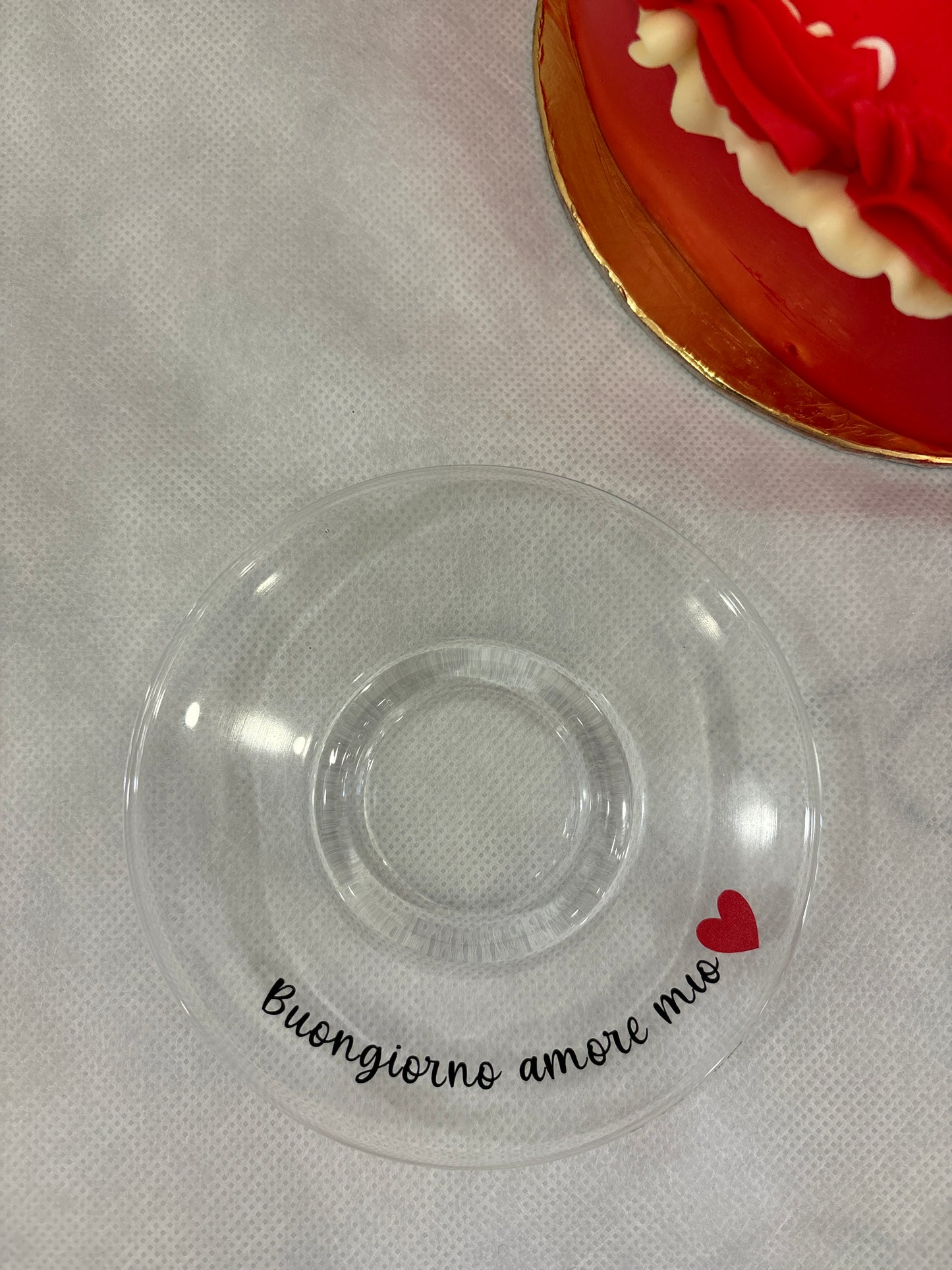 Coppia di Tazze con Piatto in Vetro Personalizzate