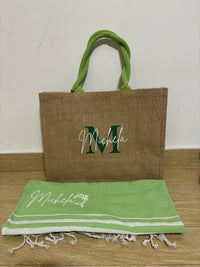 Kit Estate “Sotto il Sole” — Borsa in Juta + Telo Mare Personalizzato