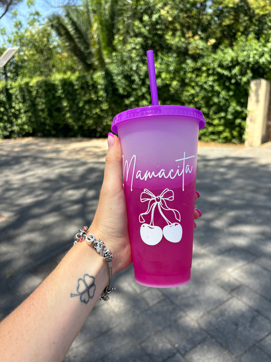 Mamacita On The Go – Bicchiere Cambia Colore con Cannuccia